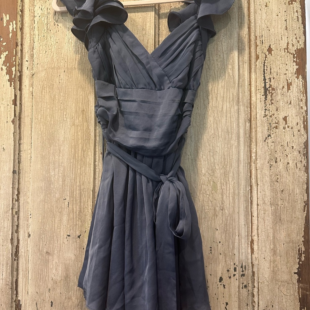 Elegant Ruffled Navy Dress